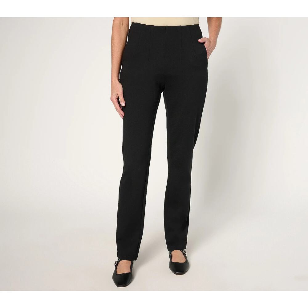 Belle by Kim Gravel Regular Ponte Hollywood Waist Full Length Pants Black Sz 8